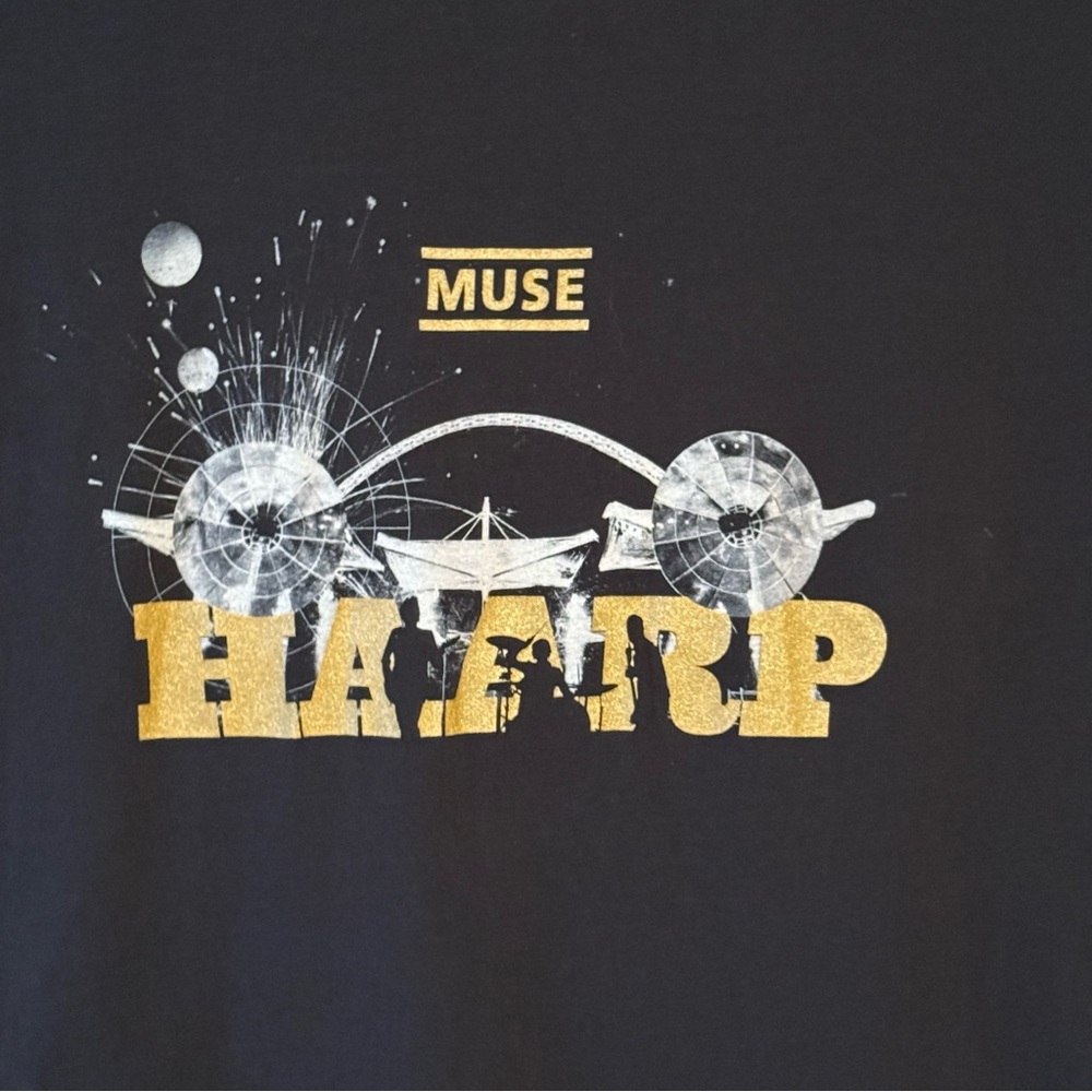 Muse HAARP Black Band Tee British Rock Band 2008 HAARP Album Cover Size XL